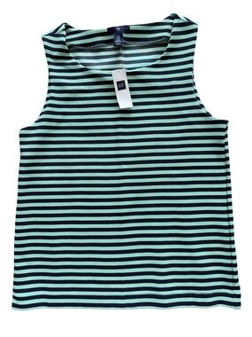 GAP Women’s Mint Green and Navy Striped Sleeveless Tank Size XS